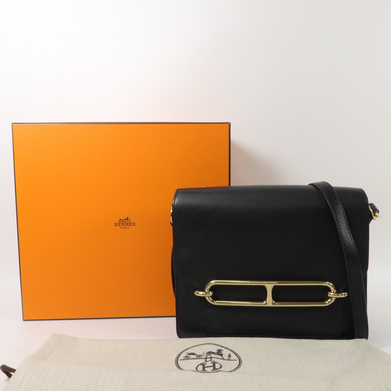HERMES Allegretto皮革Roulis 23肩背袋Noir