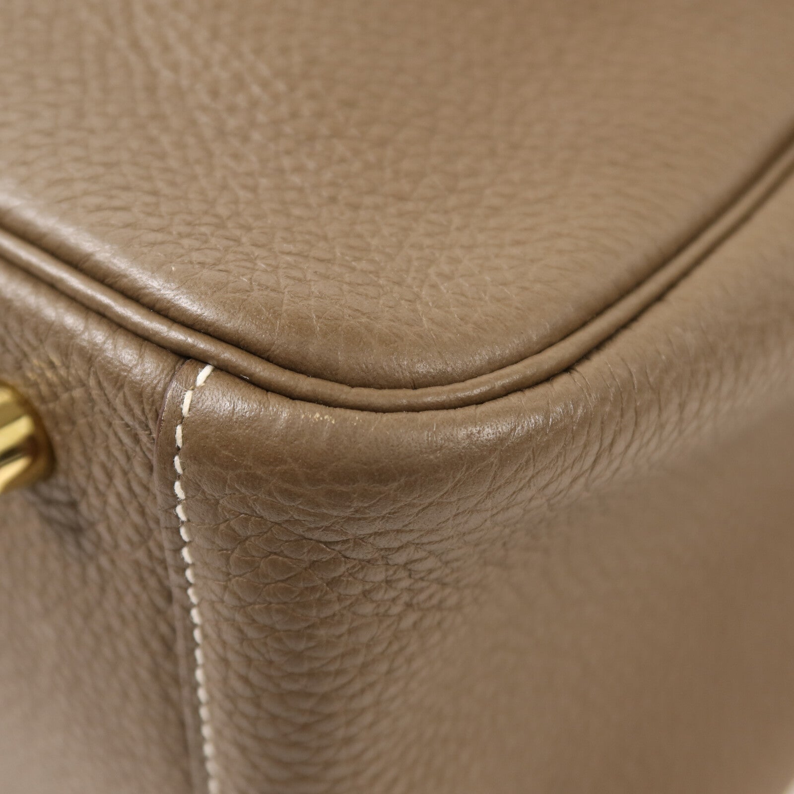 HERMES Clemence皮革Lindy 30金扣手挽肩背兩用袋Etoupe