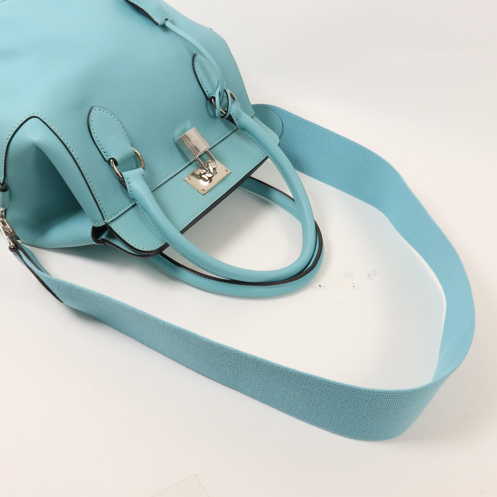 HERMES Swift皮革Tool Box 20手挽肩背兩用袋Bleu Atoll