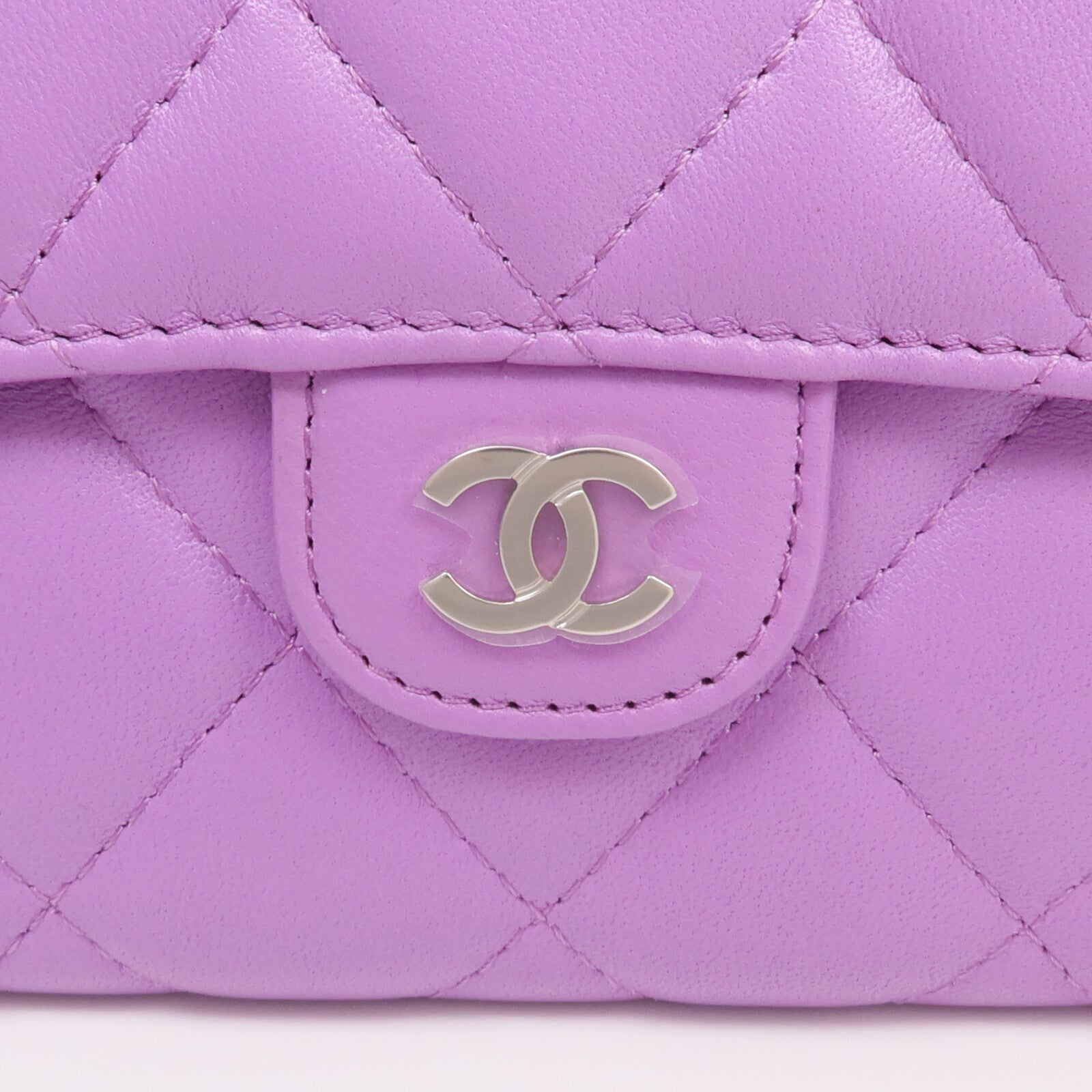 CHANEL 羊皮皮革Long Wallet銀扣長錢包