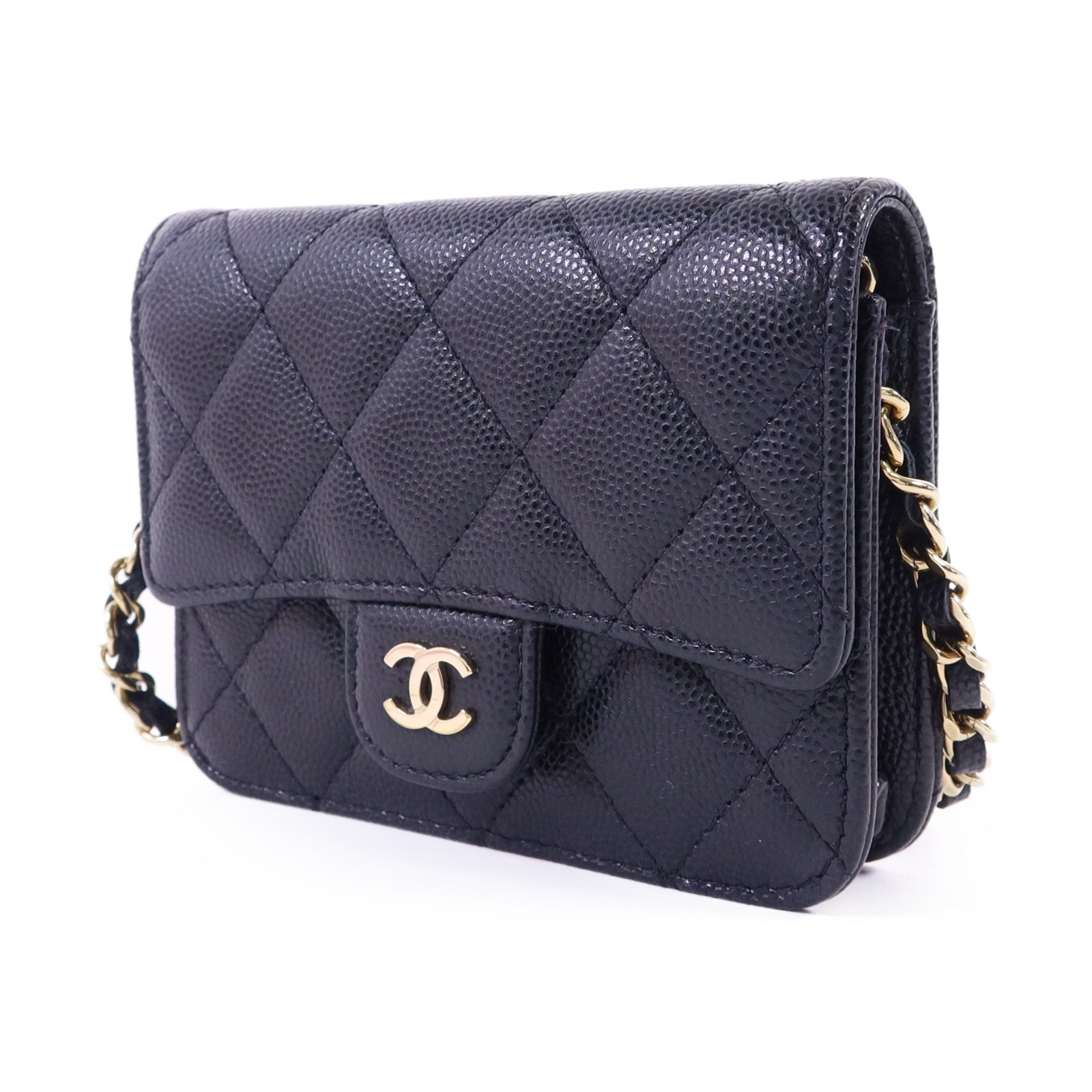 CHANEL 牛皮皮革Matelasse Mini金扣鏈帶肩背袋