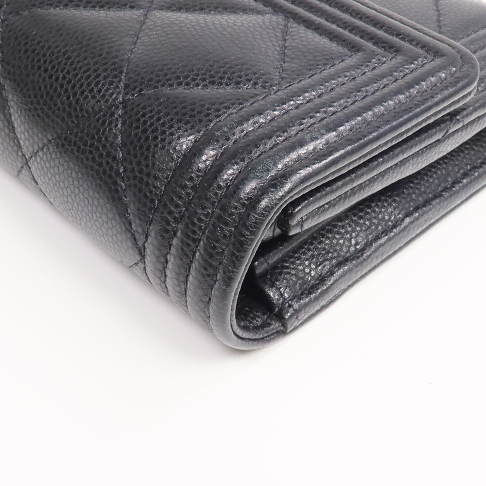 CHANEL 牛皮皮革Boy Long Wallet金扣長錢包