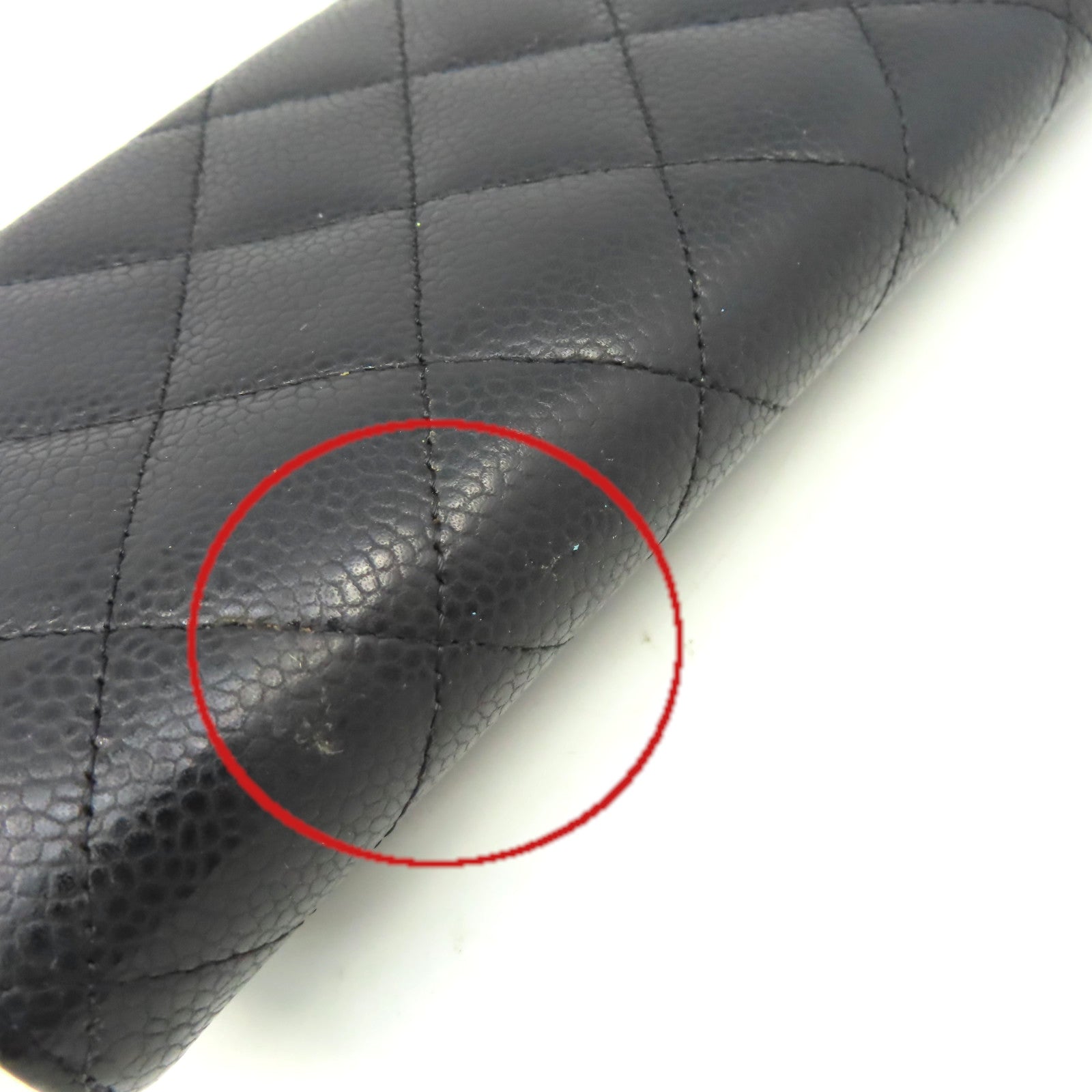 CHANEL 菱格Caviar皮革Long Wallet金扣長錢包黑色