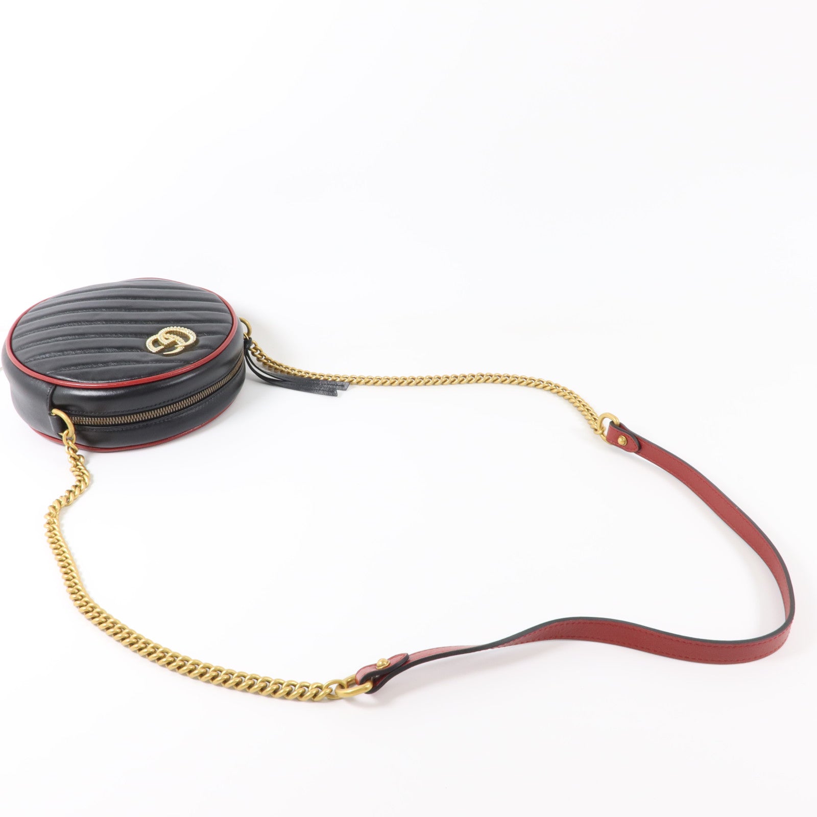 GUCCI 牛皮皮革GG Marmont Mini Round Bag肩背袋