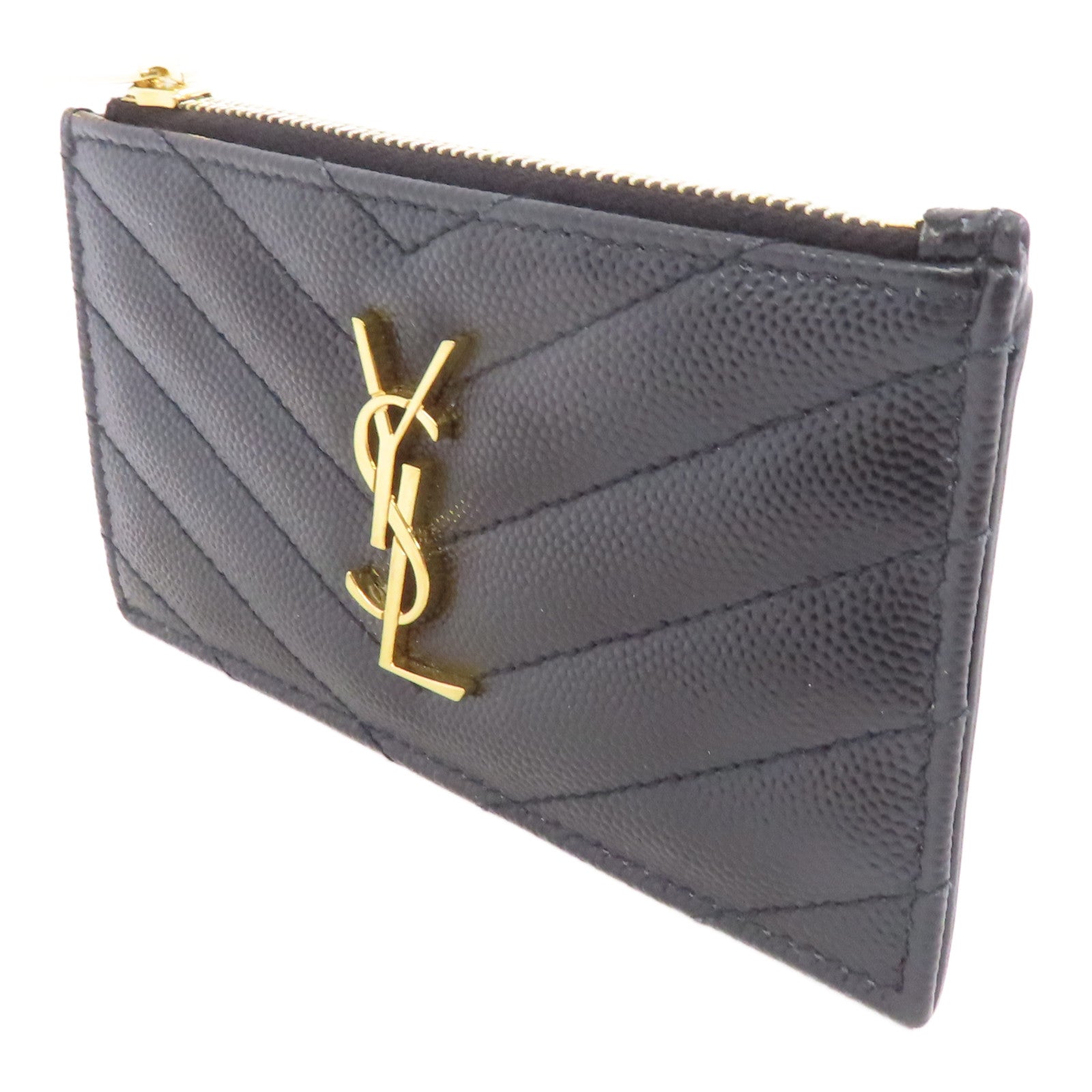SAINT LAURENT 牛皮皮革Card Case金扣卡片套黑色
