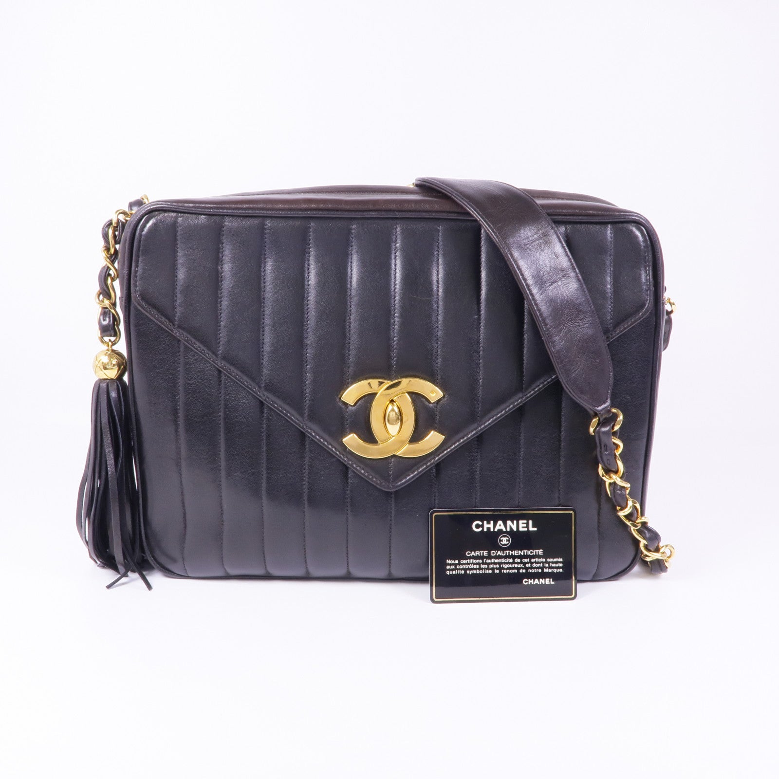 CHANEL 羊皮皮革Chain Shoulder金扣鏈帶肩背袋