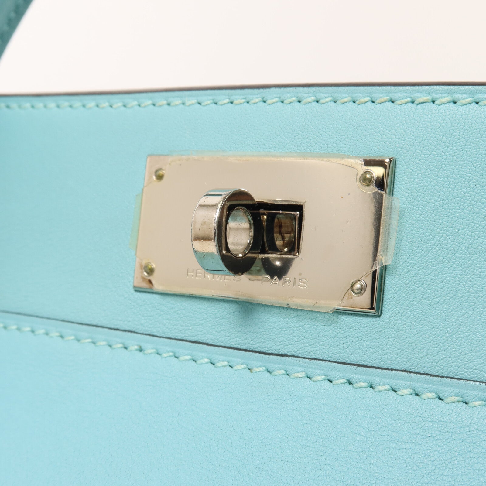 HERMES Swift皮革Tool Box 20手挽肩背兩用袋Bleu Atoll