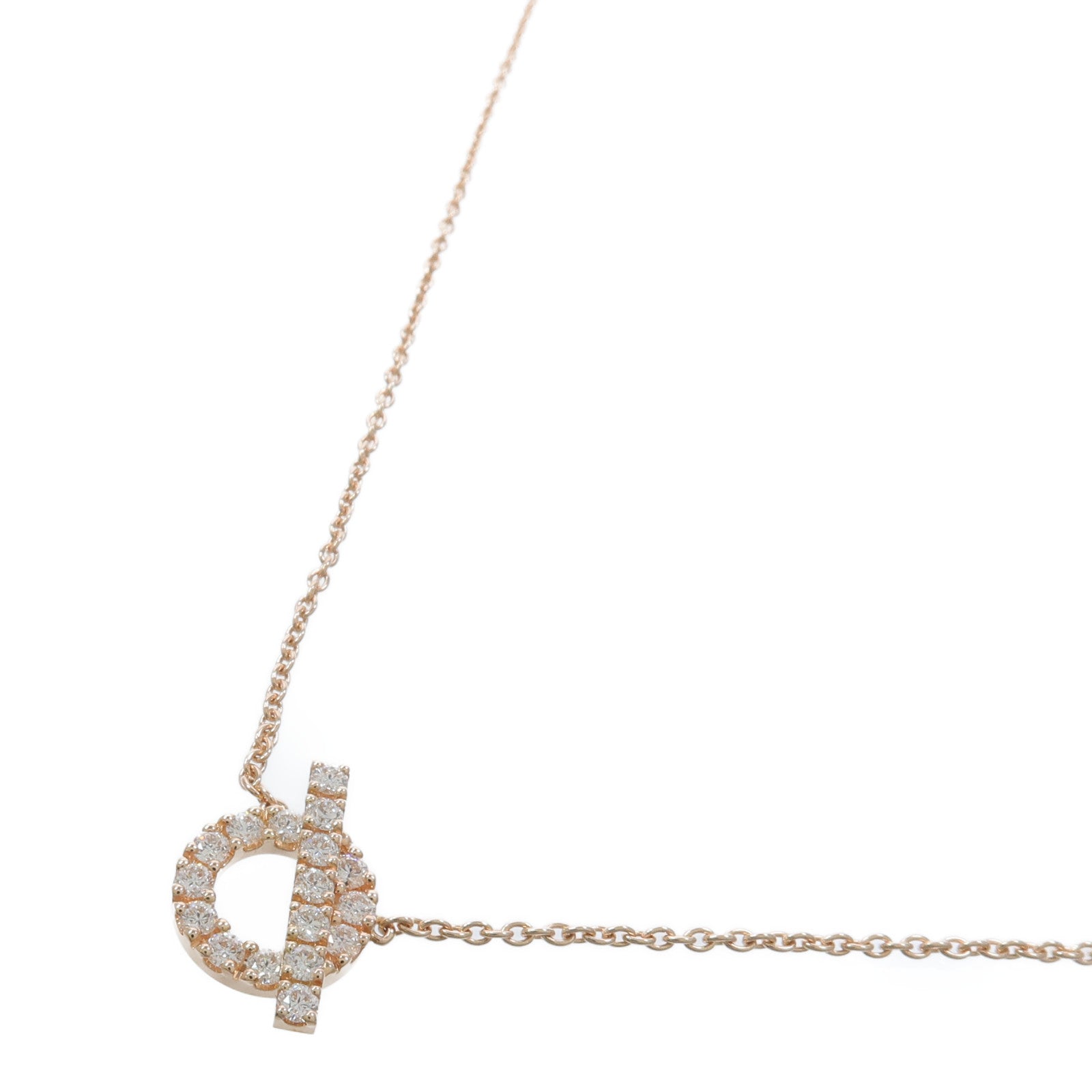 HERMES 18K玫瑰金Finesse Pendant鑽石項鍊