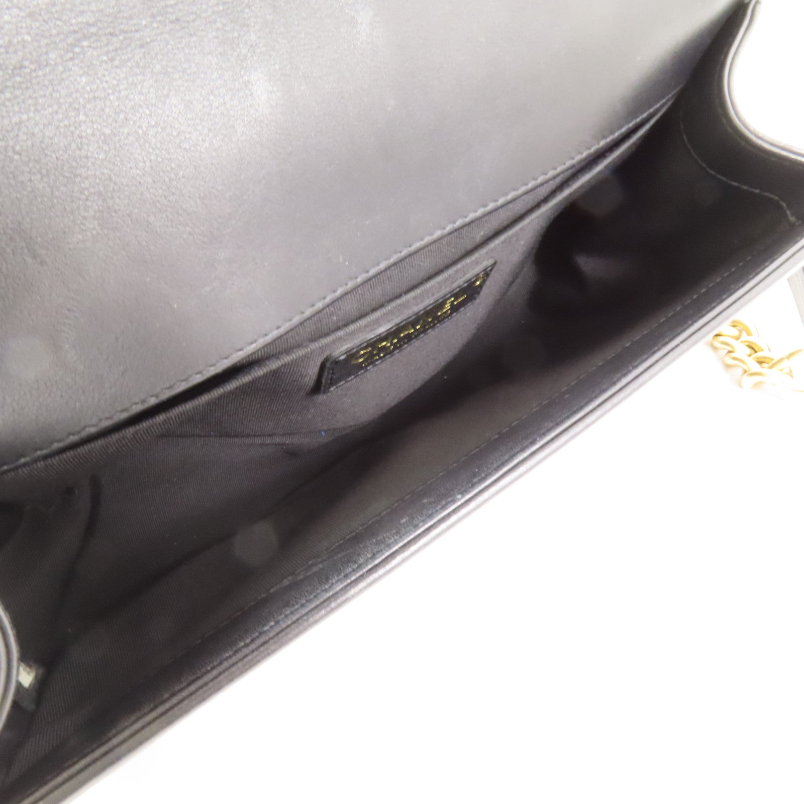 CHANEL 羊皮皮革Boy 25 2Way Shoulder Bag金扣鏈帶手挽肩背兩用袋