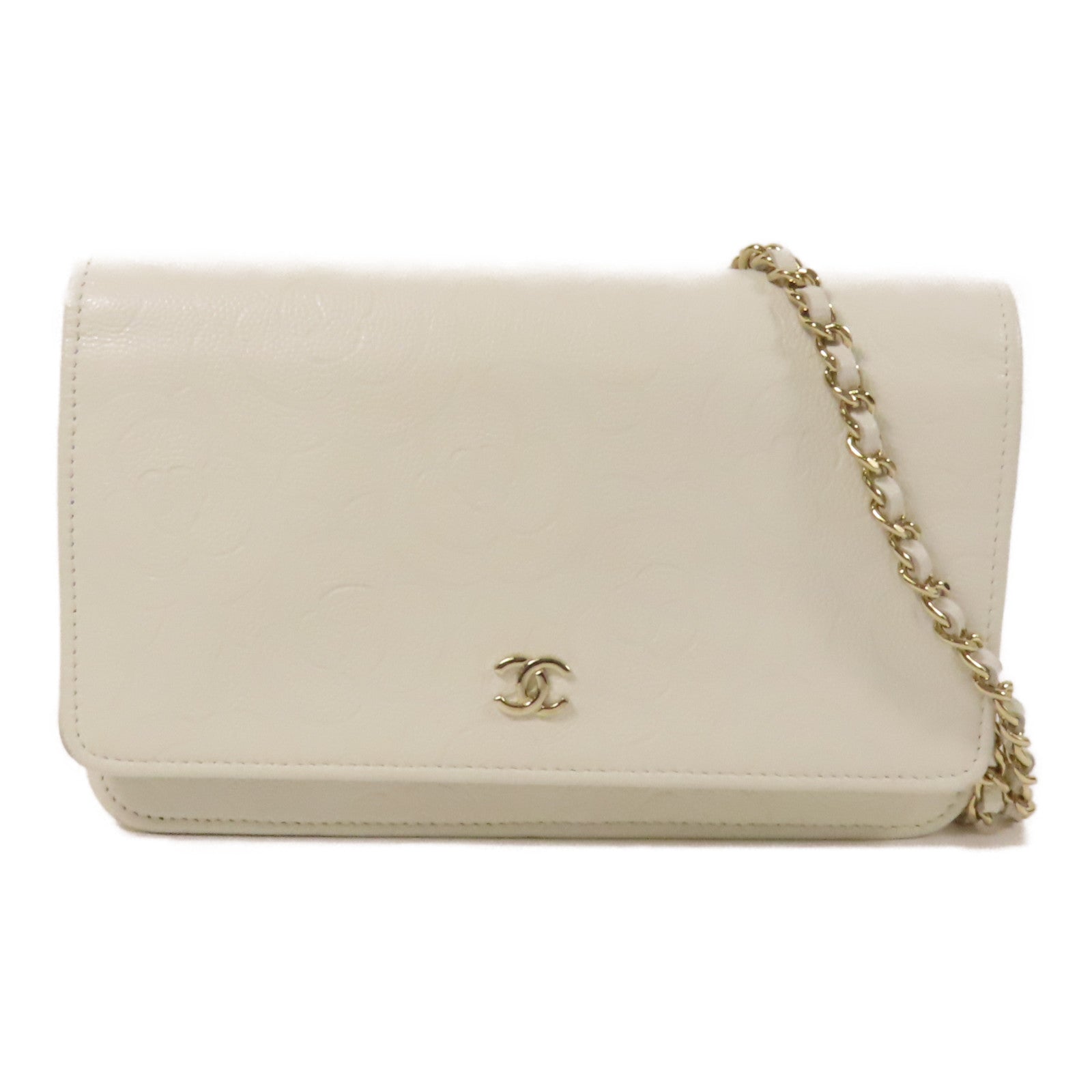 CHANEL 【激減優惠】牛皮皮革WOC Wallet On Chain金扣鏈帶肩背袋