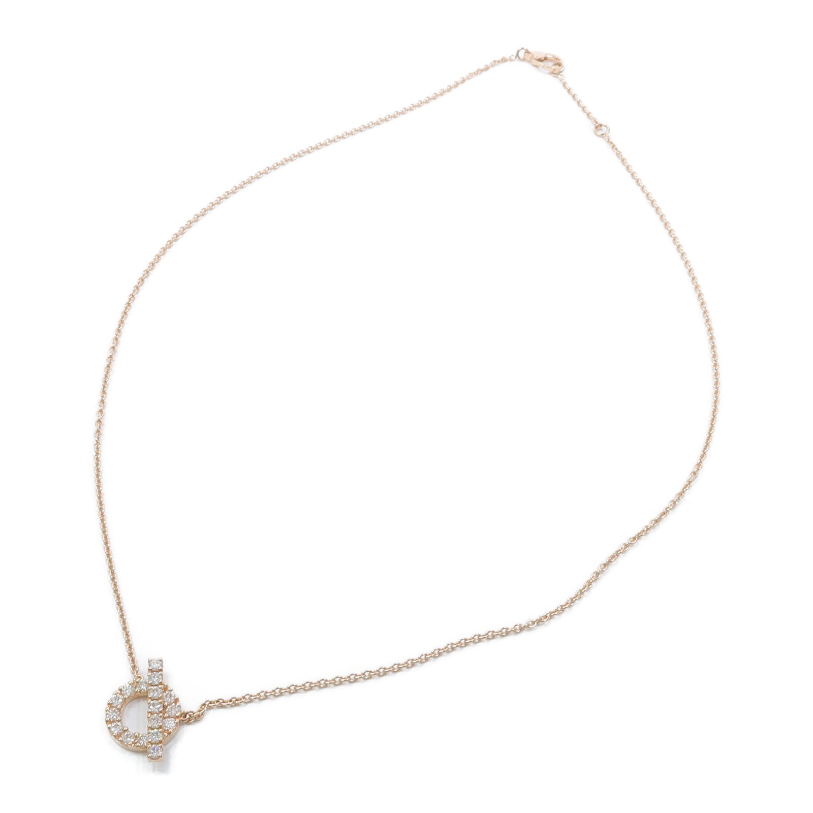 HERMES 18K玫瑰金Finesse Pendant鑽石項鍊