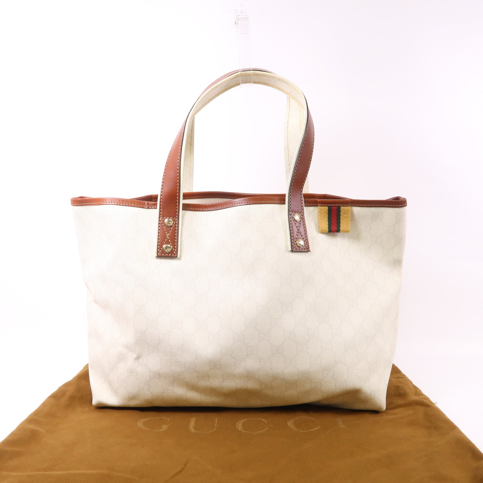 GUCCI 塗層帆布Tote Bag金扣肩背袋