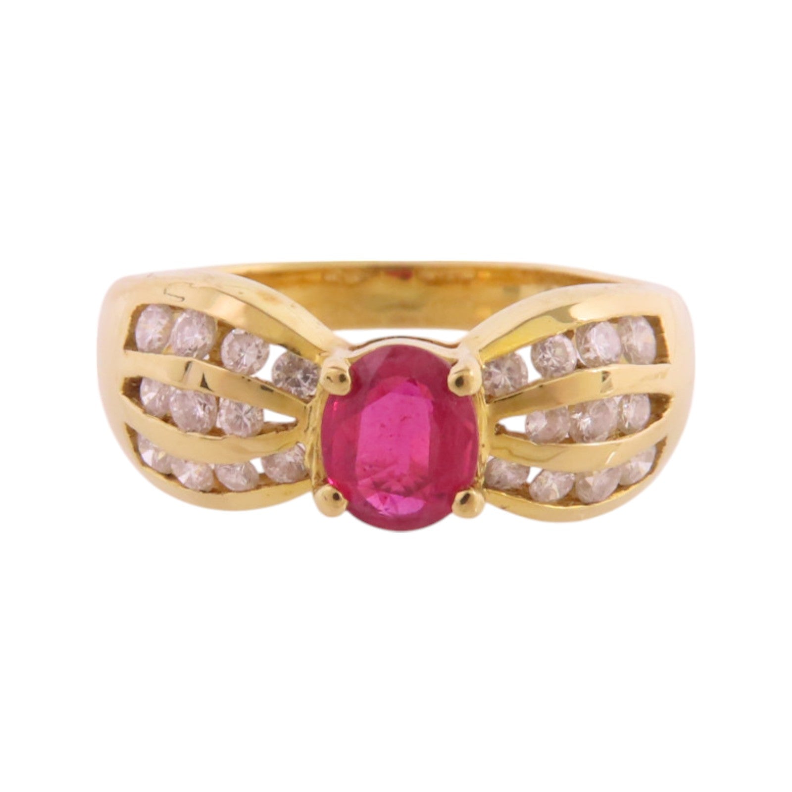 JEWELRY 18K黃金Ruby Diamond Ring紅寶石/鑽石戒指US#6.5