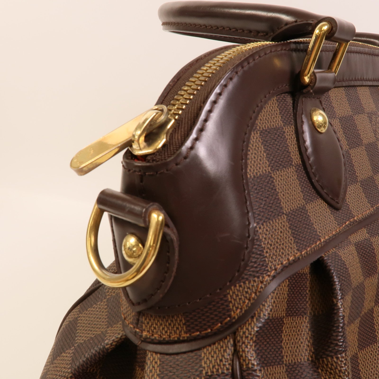 LOUIS VUITTON Damier Trevi金扣手挽肩背兩用袋棕色
