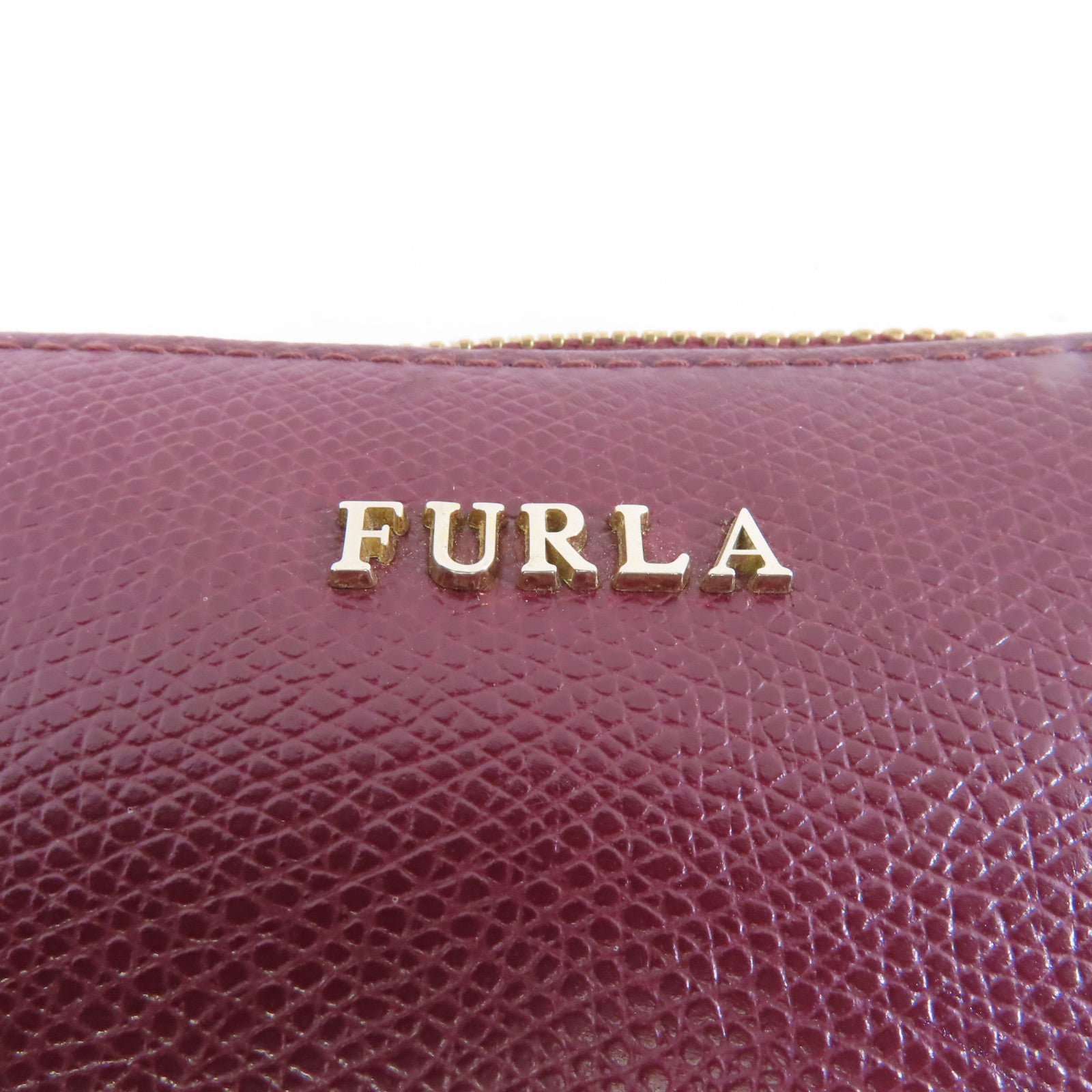 Furla 牛皮皮革Pouch/Clutch金扣手拿包酒紅色