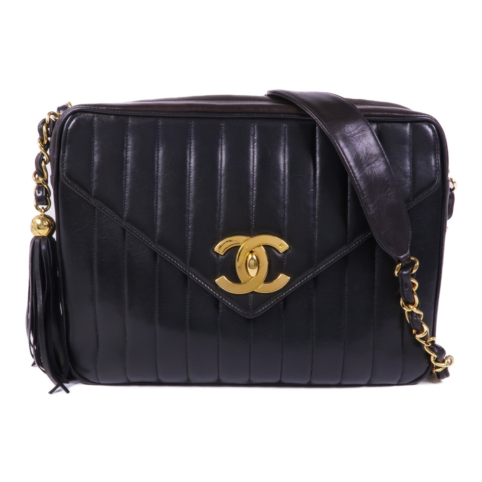 CHANEL 羊皮皮革Chain Shoulder金扣鏈帶肩背袋