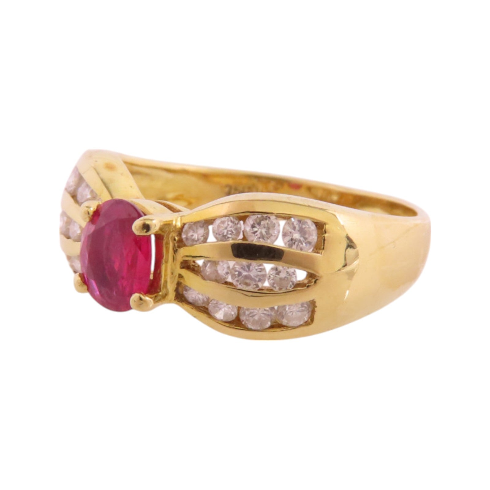 JEWELRY 18K黃金Ruby Diamond Ring紅寶石/鑽石戒指US#6.5