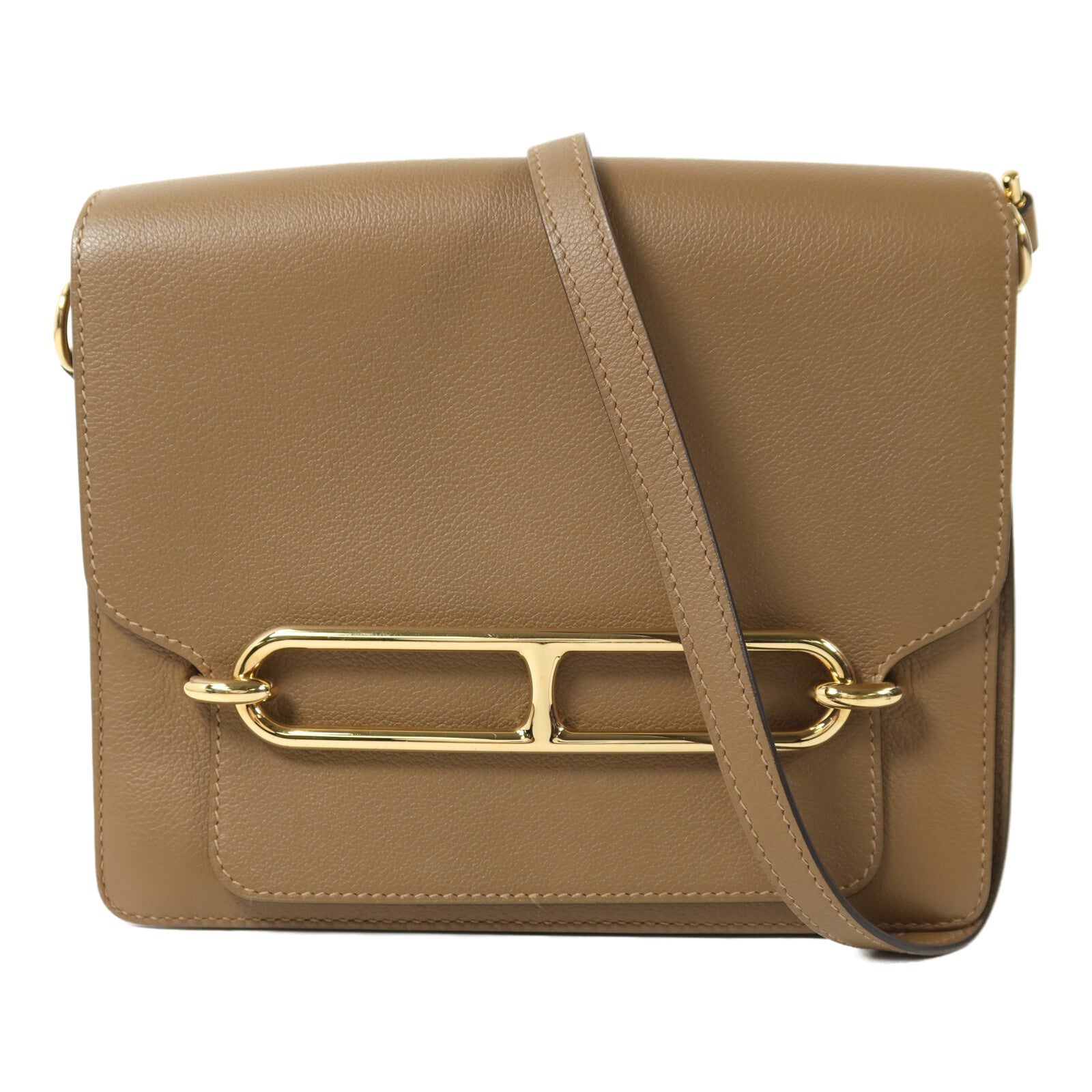 HERMES Evercolor皮革Roulis 23金扣肩背袋Alezan