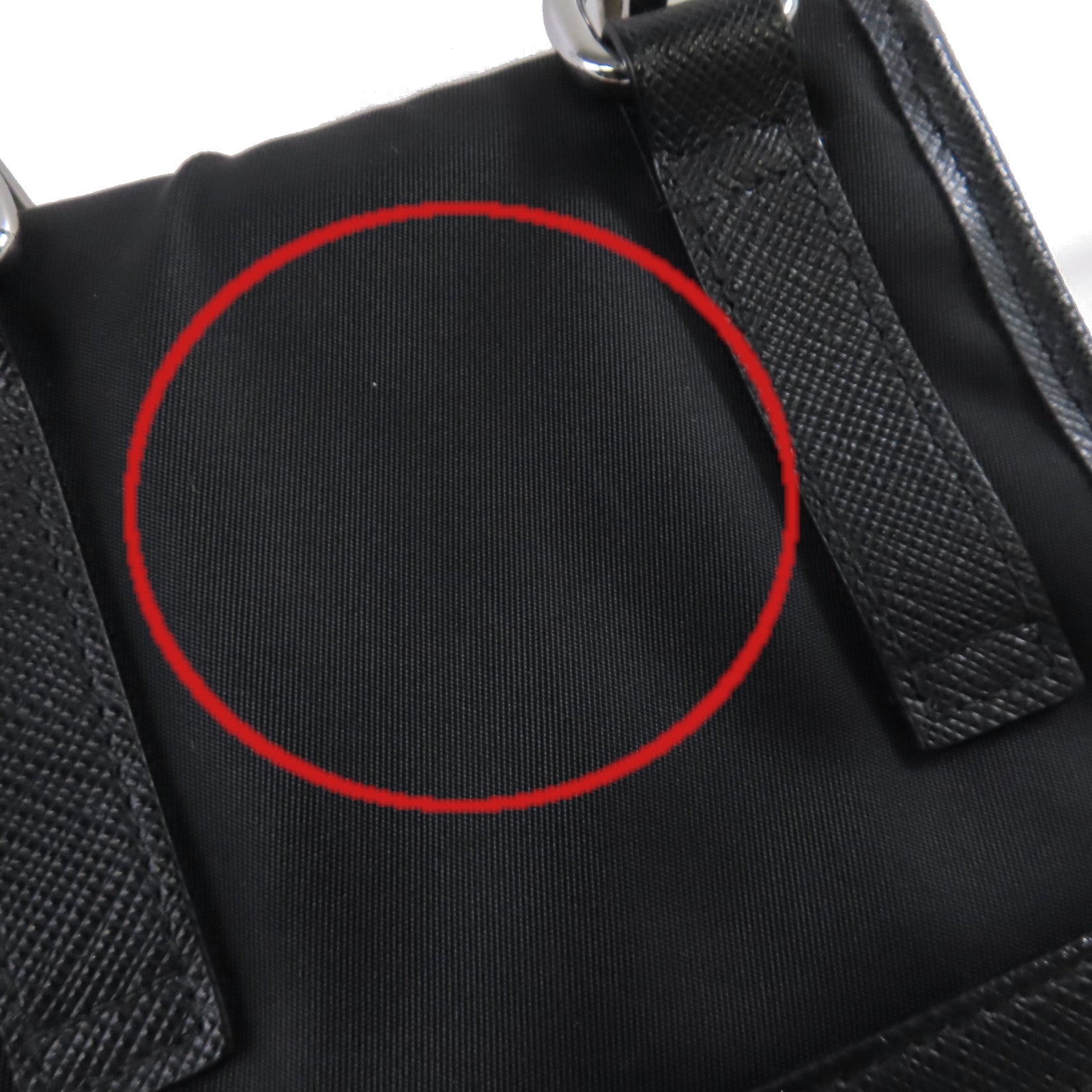 PRADA 尼龍/Saffiano皮革Smartphone Shoulder Case銀扣肩背袋黑色