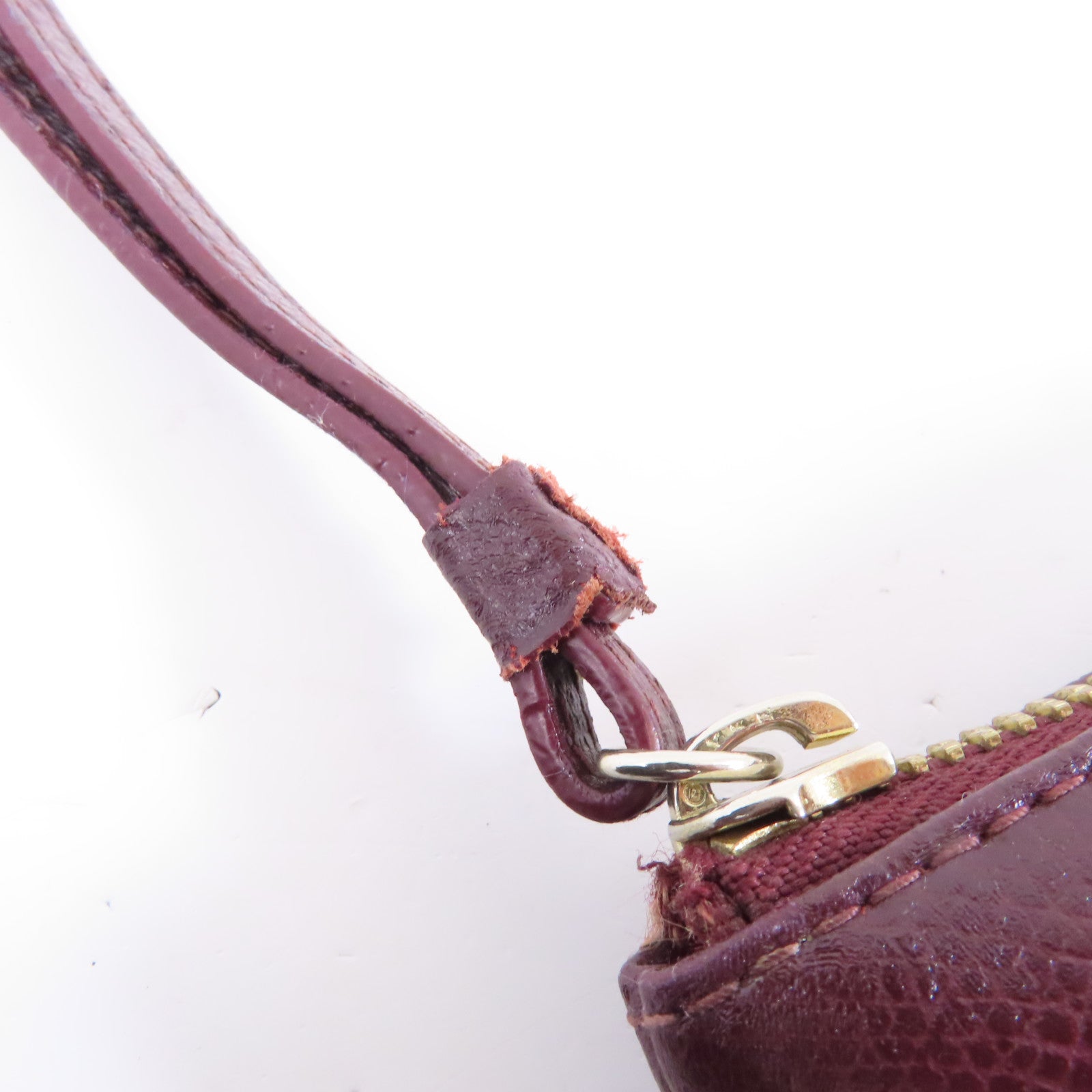 Furla 牛皮皮革Pouch/Clutch金扣手拿包酒紅色