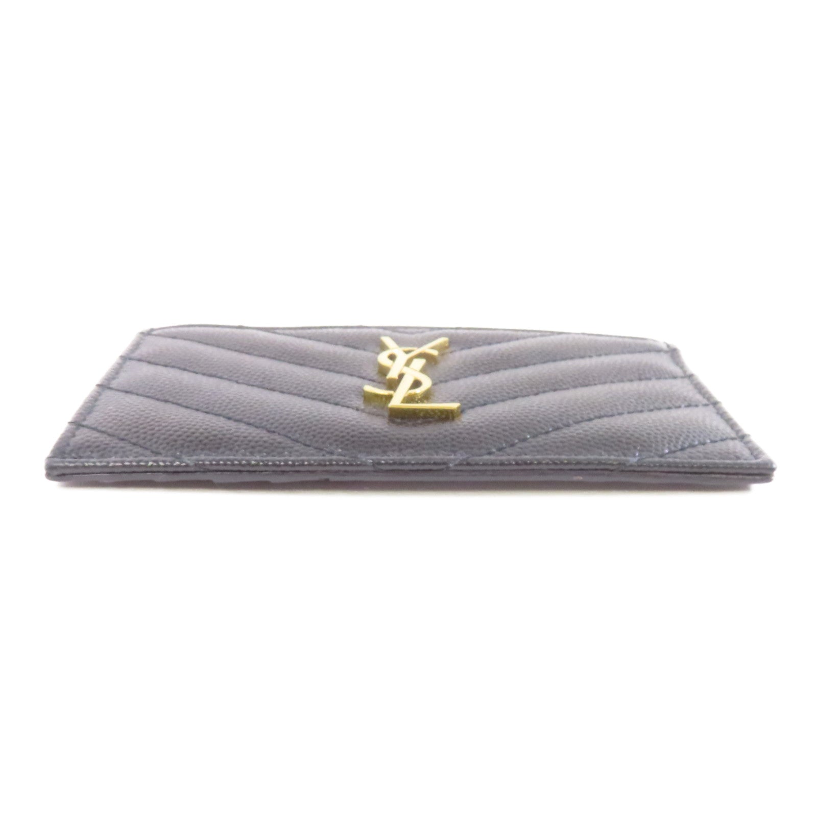 SAINT LAURENT 牛皮皮革Card Case金扣卡片套黑色