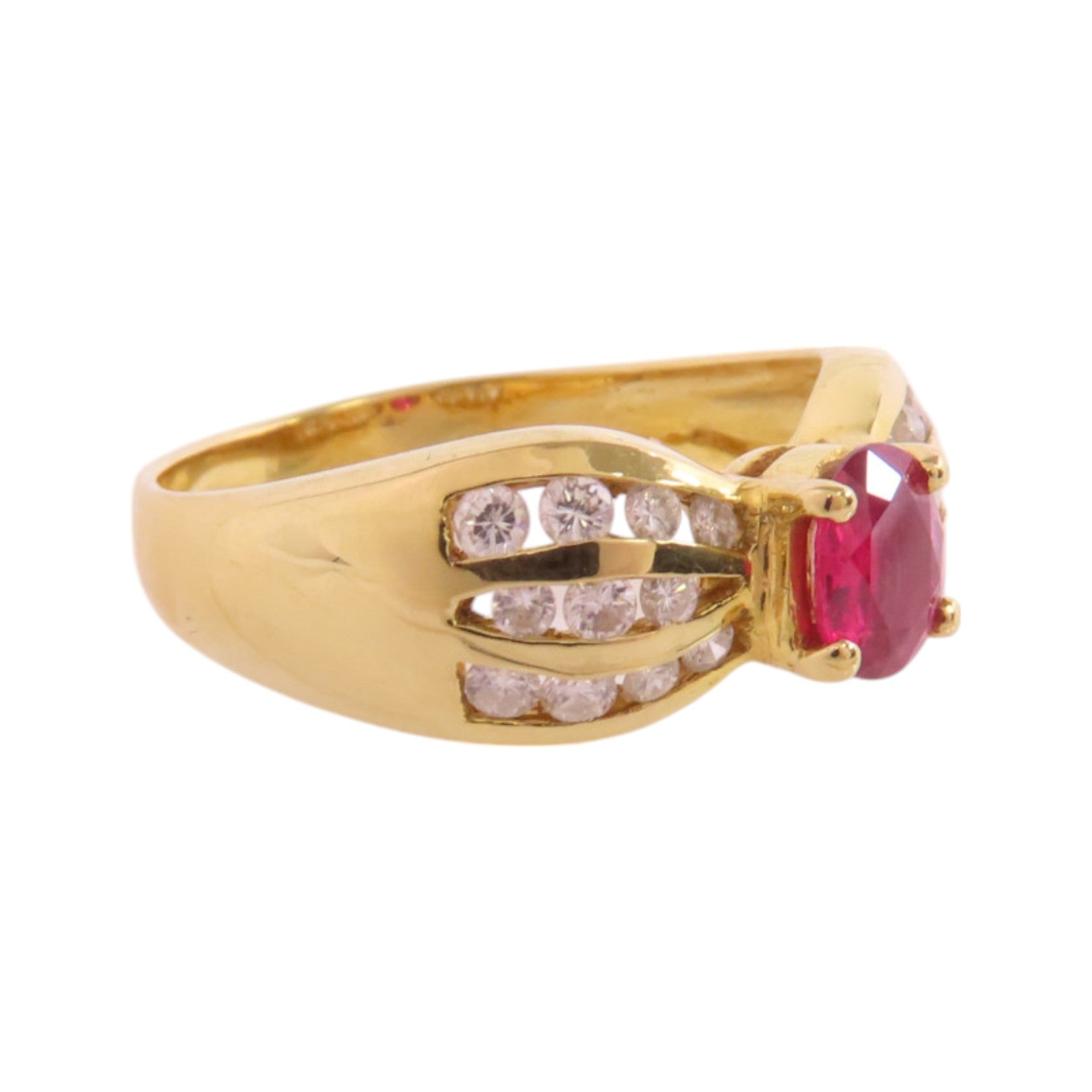 JEWELRY 18K黃金Ruby Diamond Ring紅寶石/鑽石戒指US#6.5