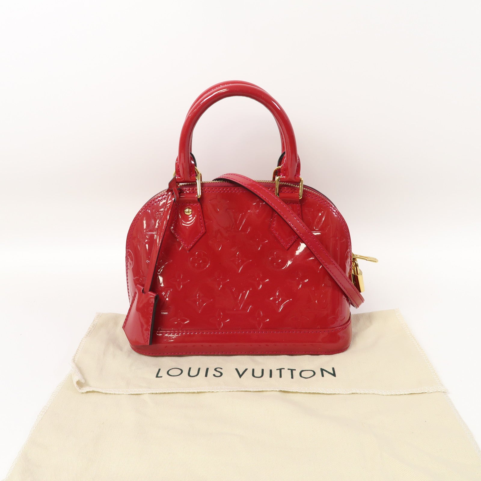 LOUIS VUITTON 【激減優惠】Monogram Vernis Alma BB金扣手挽肩背兩用袋紅色