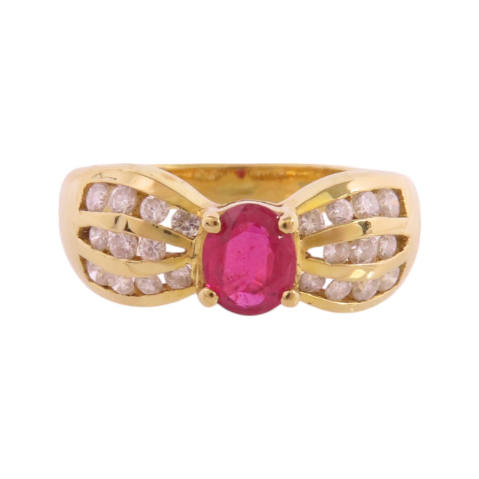 JEWELRY 18K黃金Ruby Diamond Ring紅寶石/鑽石戒指US#6.5