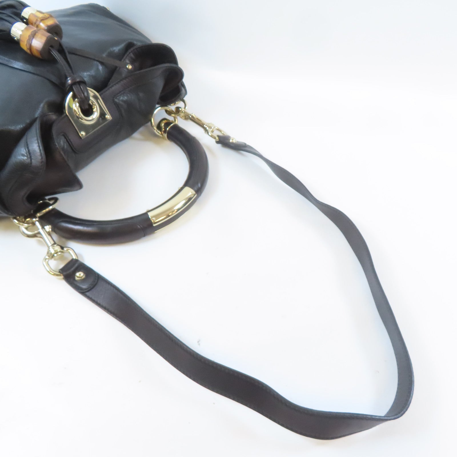 GUCCI 牛皮皮革Indy Babouska金扣手挽肩背兩用袋黑色