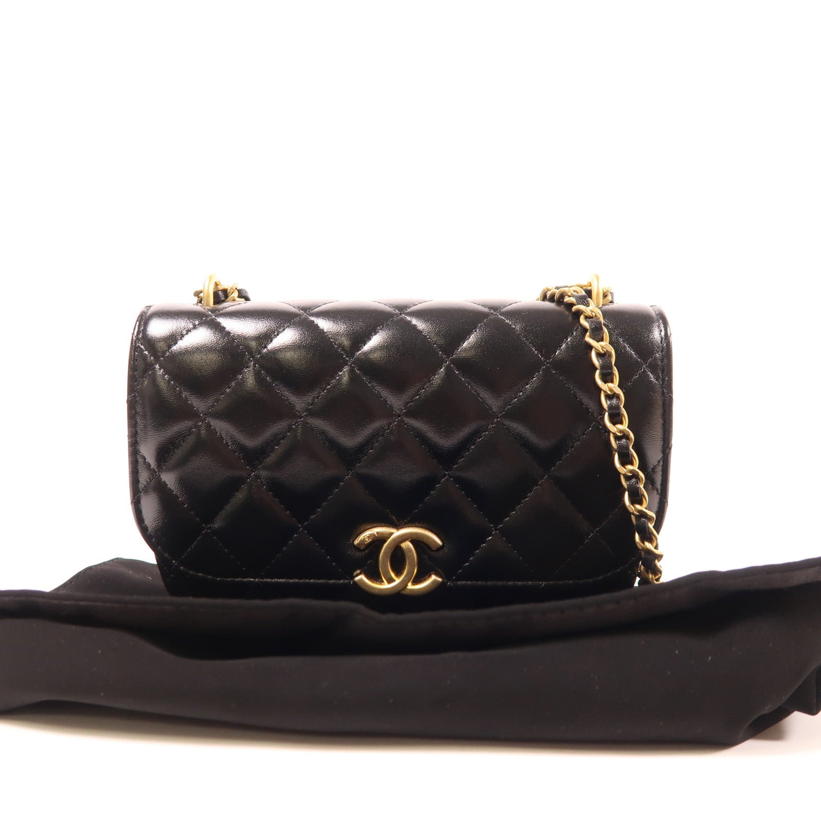 CHANEL 牛皮皮革Chain Shoulder Bag金扣鏈帶肩背袋
