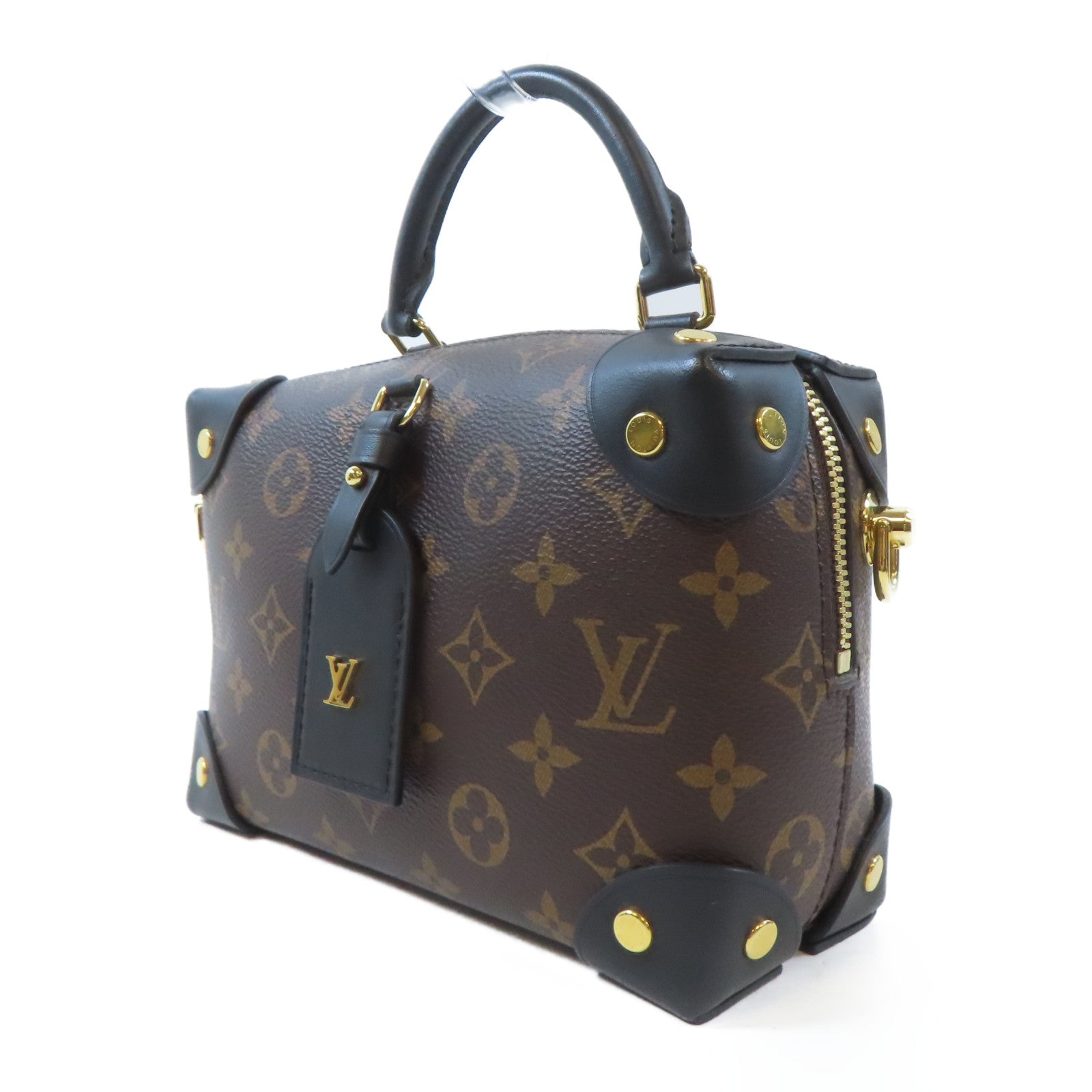 LOUIS VUITTON Monogram Petite Malle Souple金扣手挽肩背兩用袋棕色/黑色