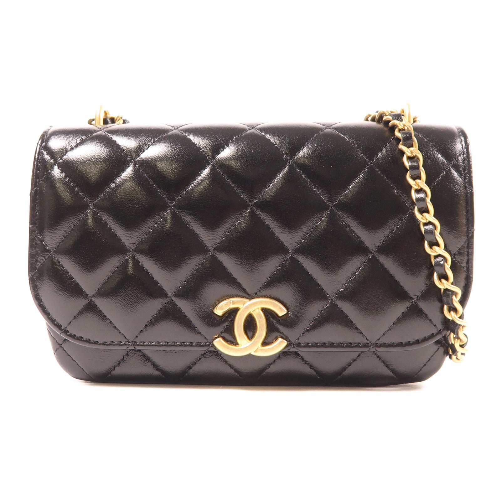 CHANEL 牛皮皮革Chain Shoulder Bag金扣鏈帶肩背袋
