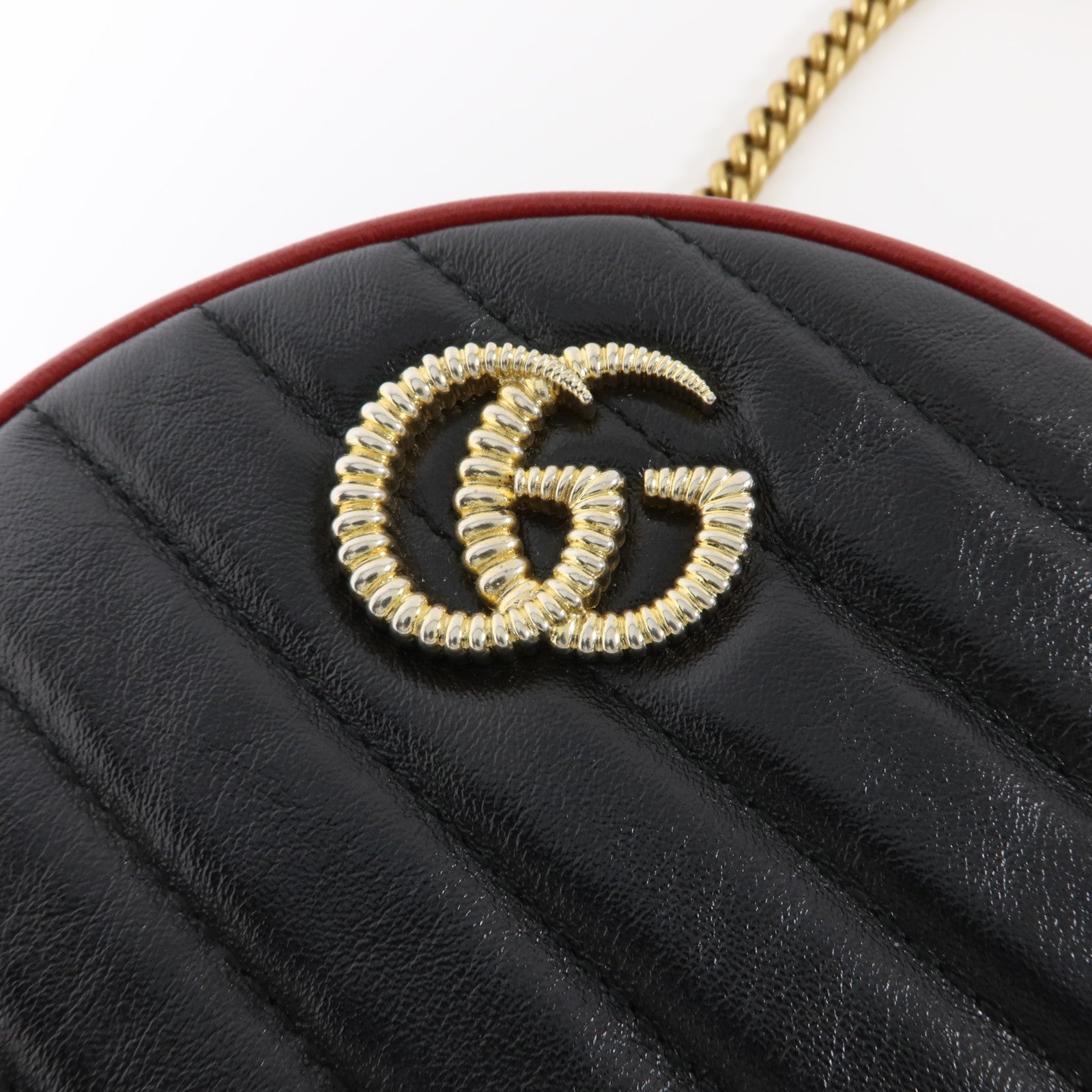 GUCCI 牛皮皮革GG Marmont Mini Round Bag肩背袋