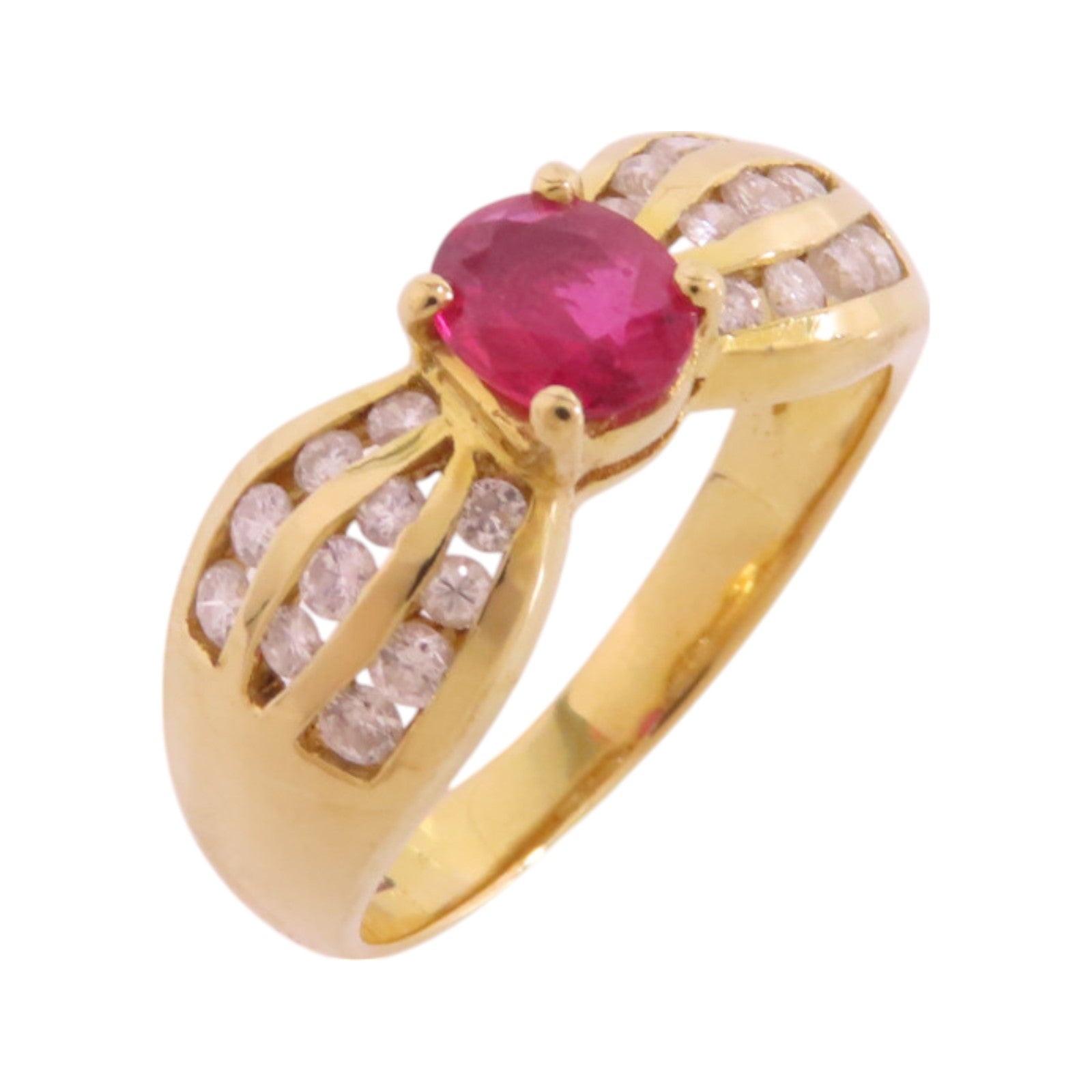 JEWELRY 18K黃金Ruby Diamond Ring紅寶石/鑽石戒指US#6.5