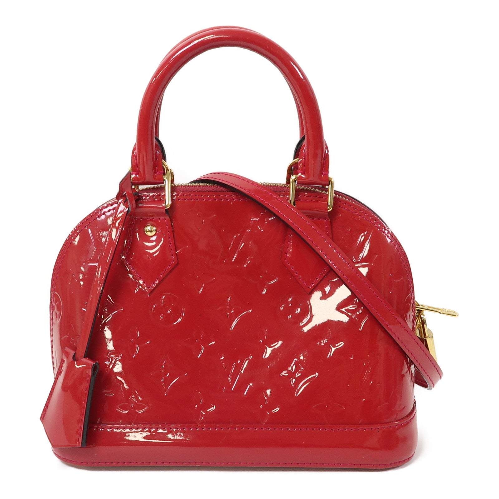 LOUIS VUITTON 【激減優惠】Monogram Vernis Alma BB金扣手挽肩背兩用袋紅色