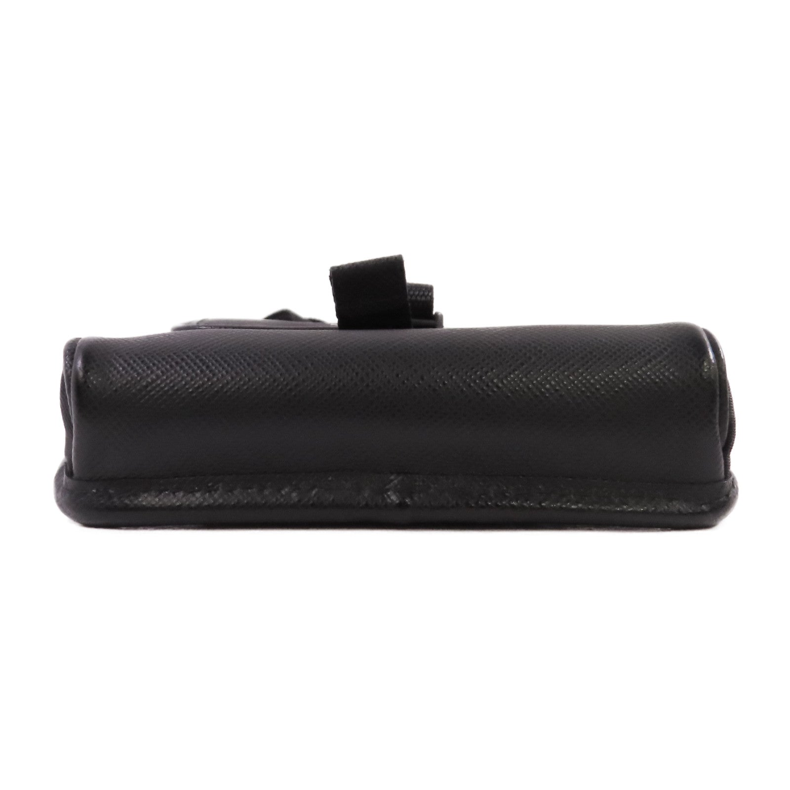 PRADA 尼龍/Saffiano皮革Smartphone Shoulder Case銀扣肩背袋黑色