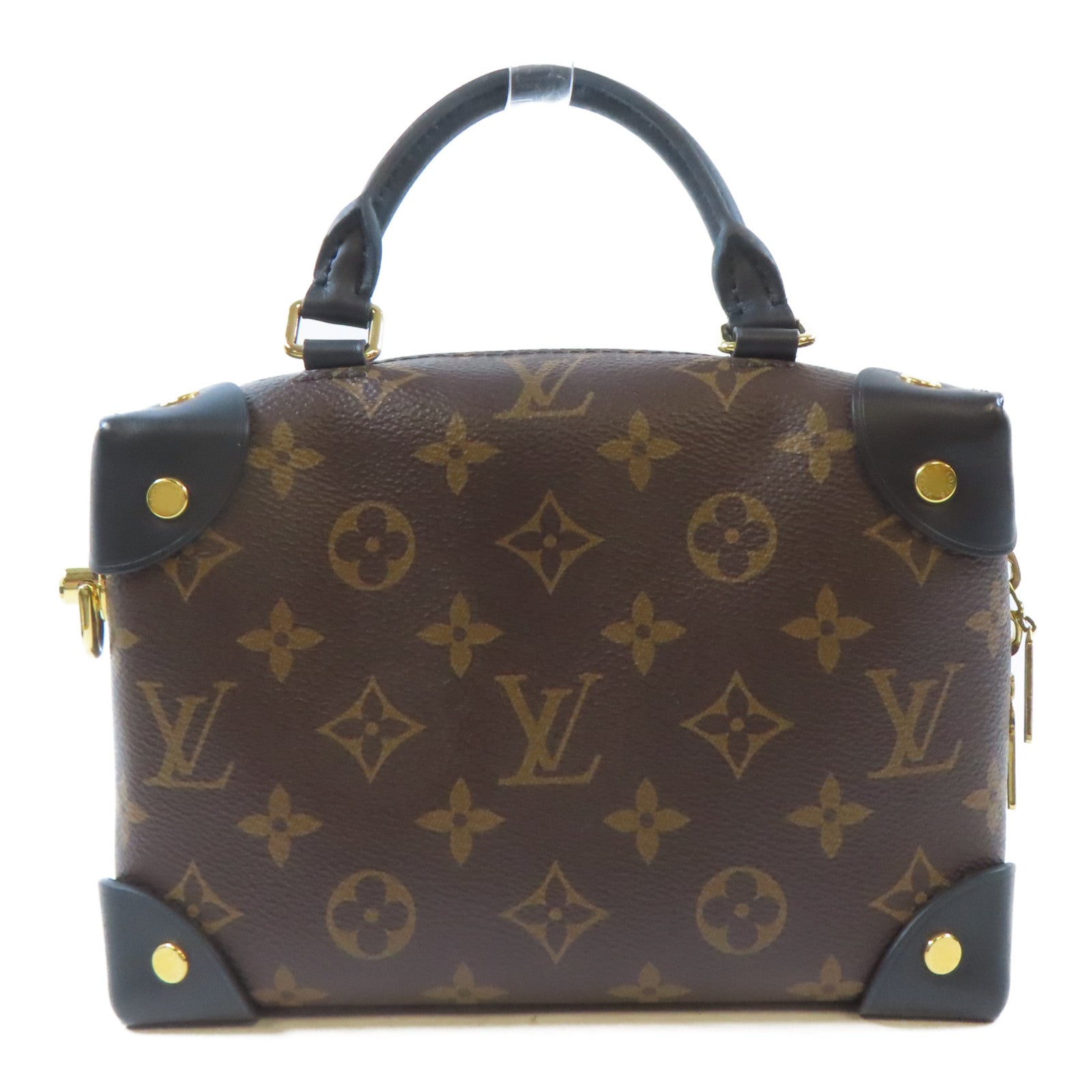 LOUIS VUITTON Monogram Petite Malle Souple金扣手挽肩背兩用袋棕色/黑色