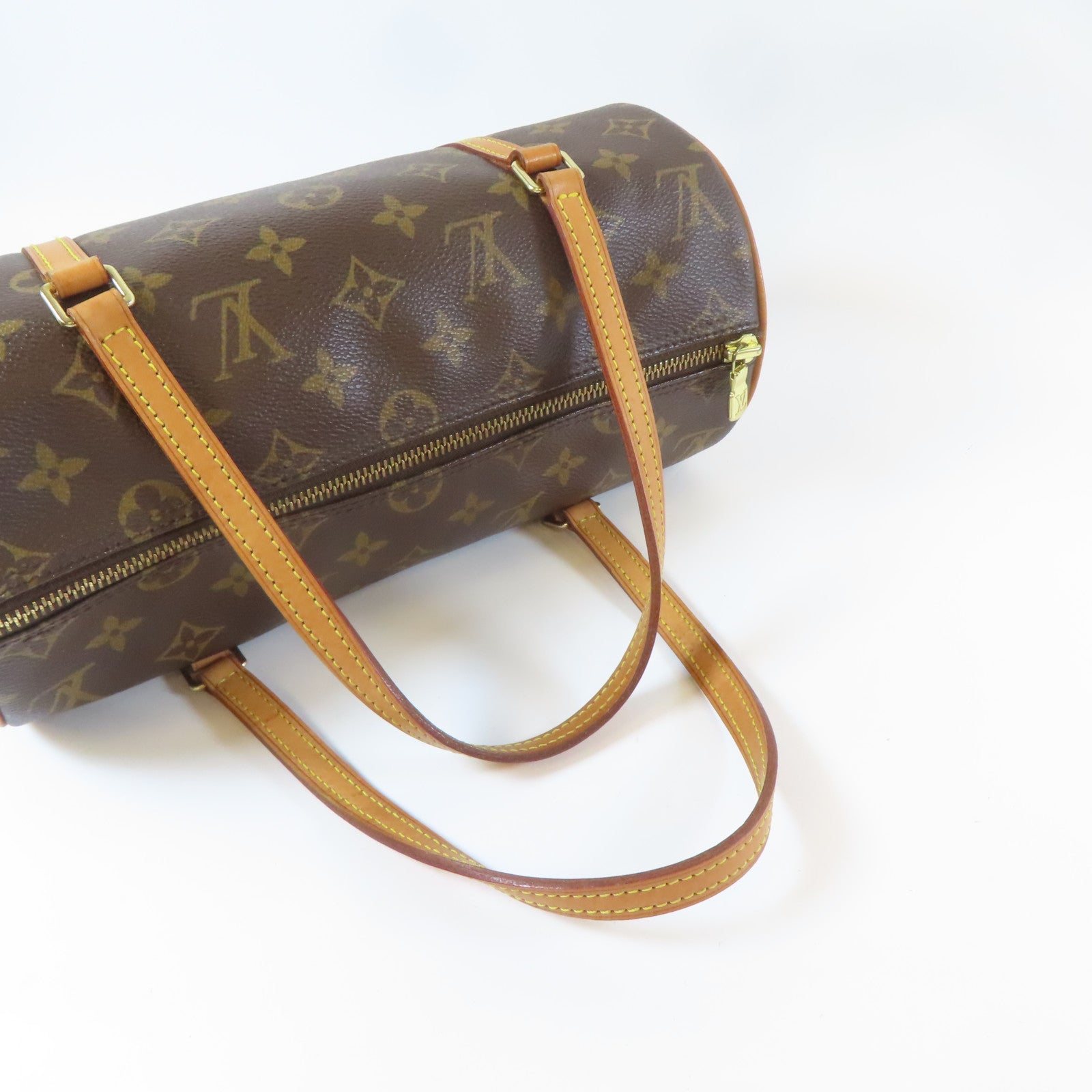 LOUIS VUITTON Monogram Papillon PM金扣手挽袋啡色