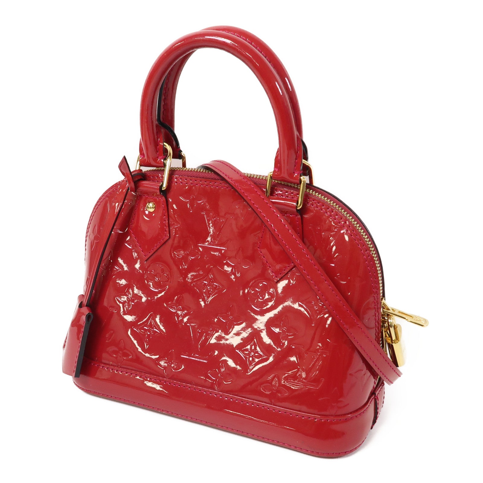 LOUIS VUITTON 【激減優惠】Monogram Vernis Alma BB金扣手挽肩背兩用袋紅色
