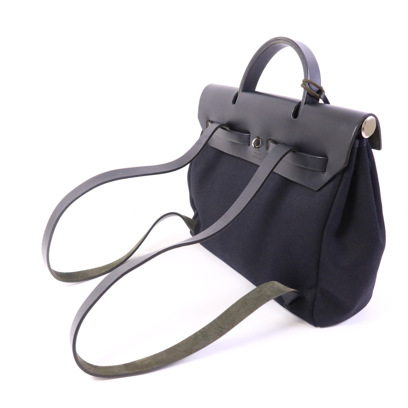 HERMES 帆布/皮革Herbag Backpack背包Navy