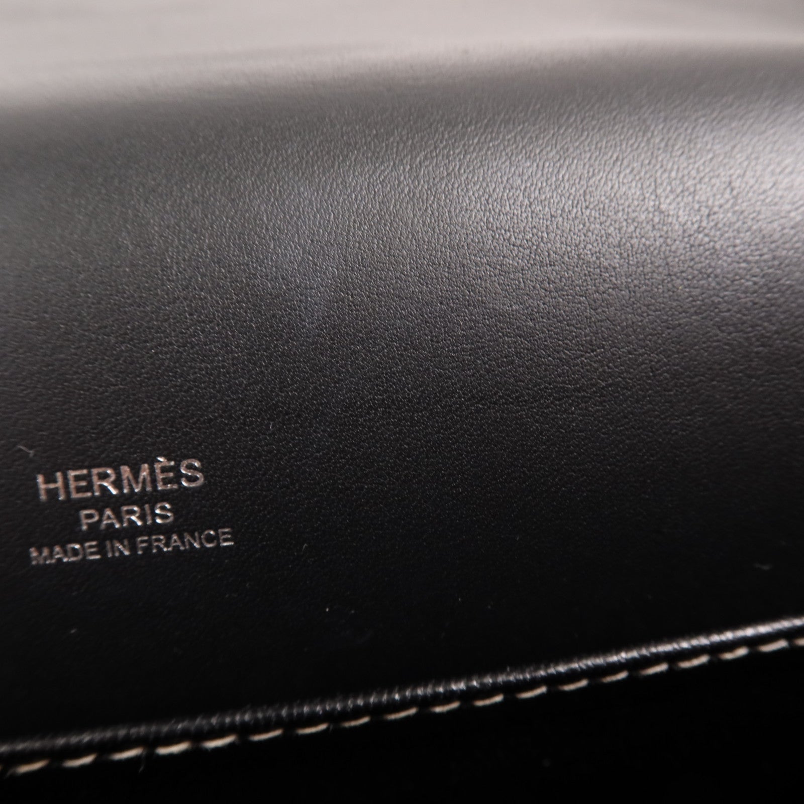 HERMES Sombrero皮革Roulis 23銀扣肩背袋Noir