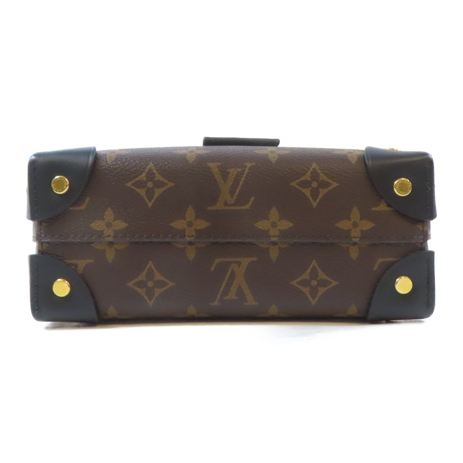 LOUIS VUITTON Monogram Petite Malle Souple金扣手挽肩背兩用袋棕色/黑色