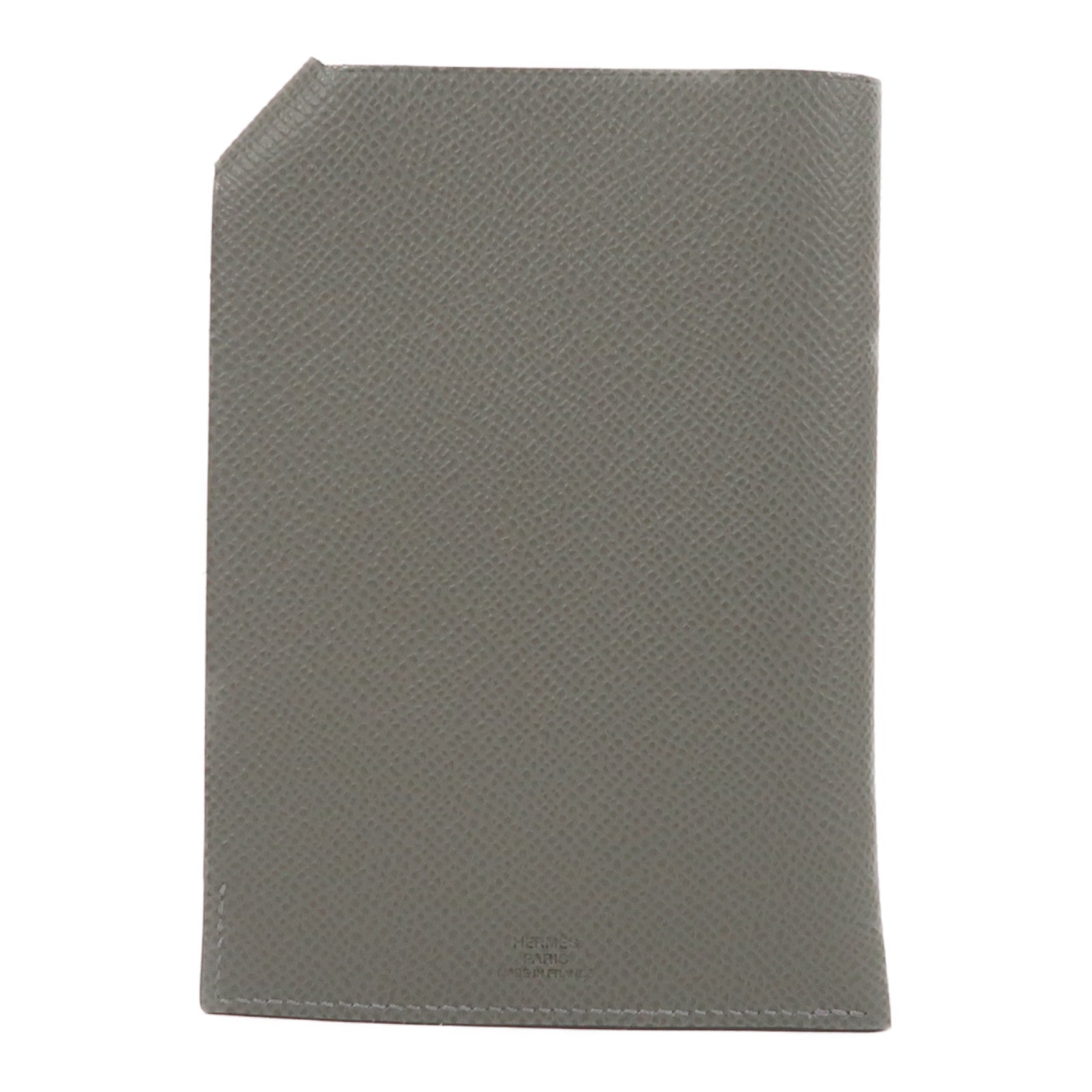 HERMES Epsom皮革Passport Case銀扣護照套Etain/灰色