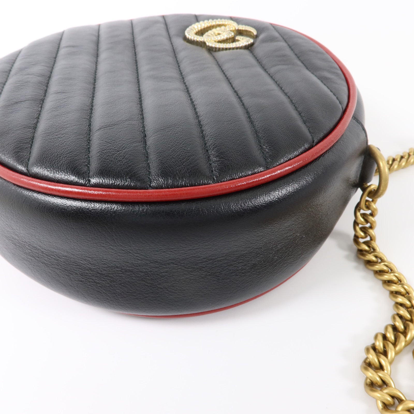 GUCCI 牛皮皮革GG Marmont Mini Round Bag肩背袋