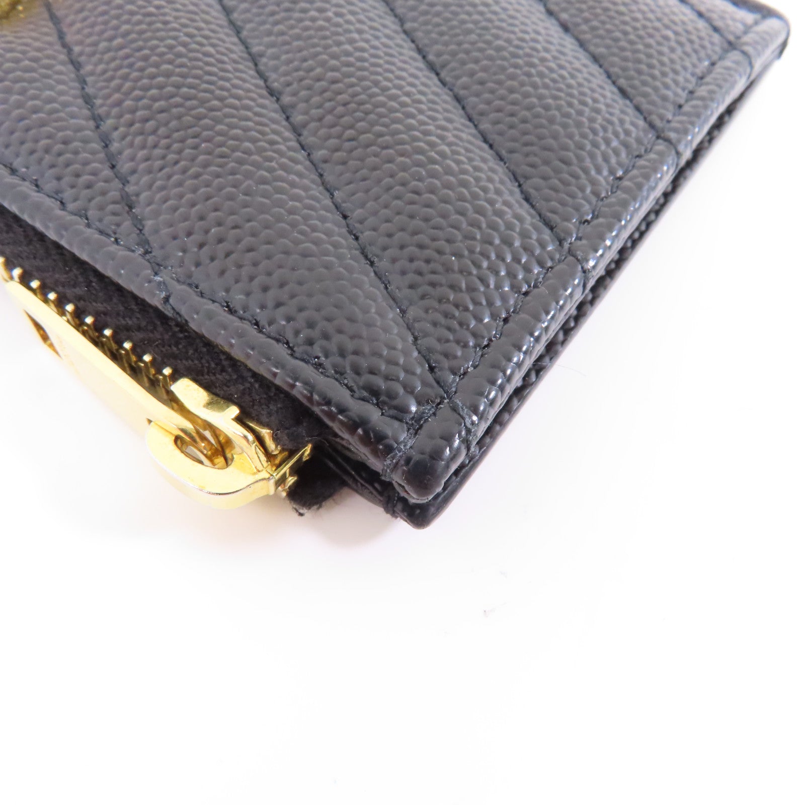 SAINT LAURENT 牛皮皮革Card Case金扣卡片套黑色