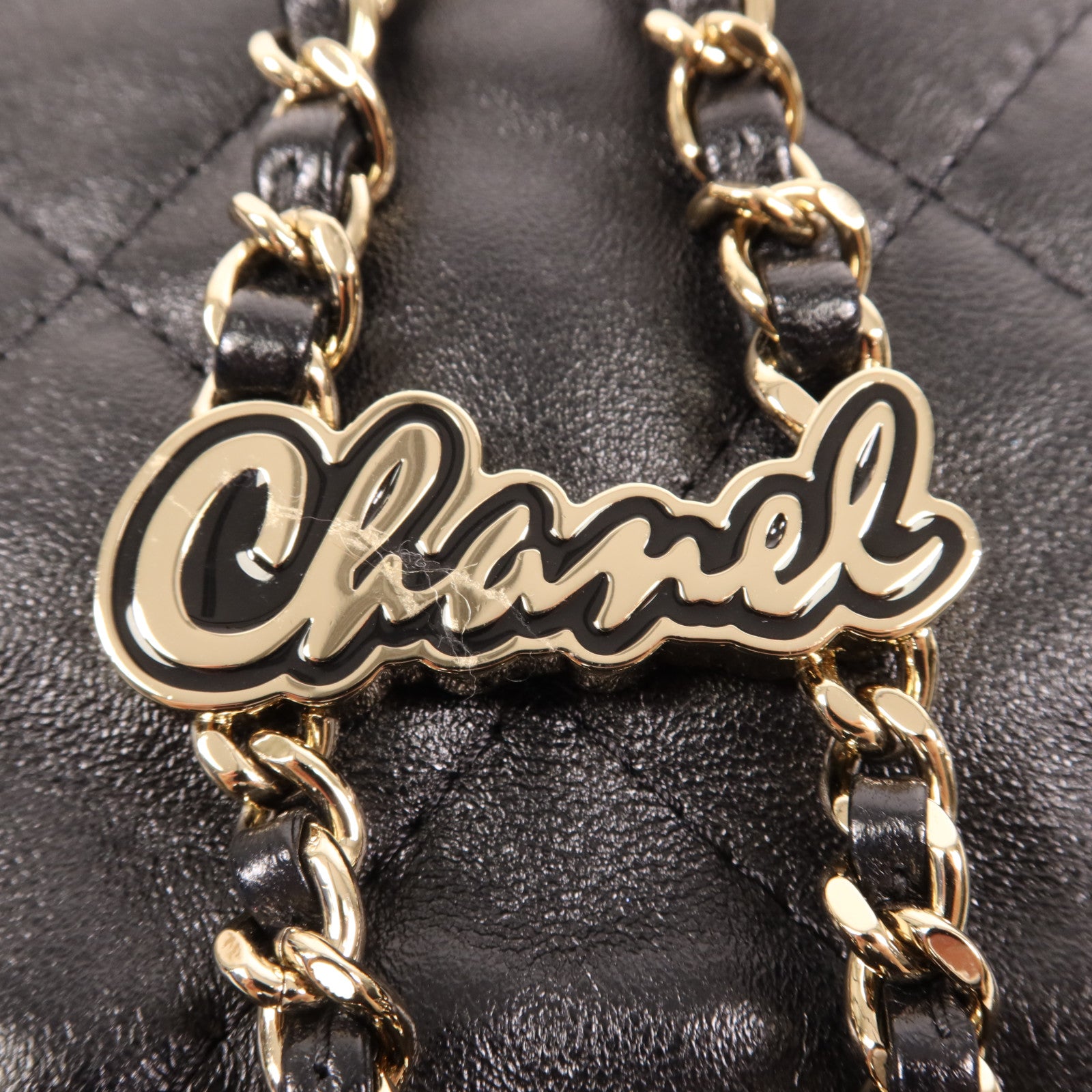 CHANEL 牛皮皮革Rucksack金扣背包