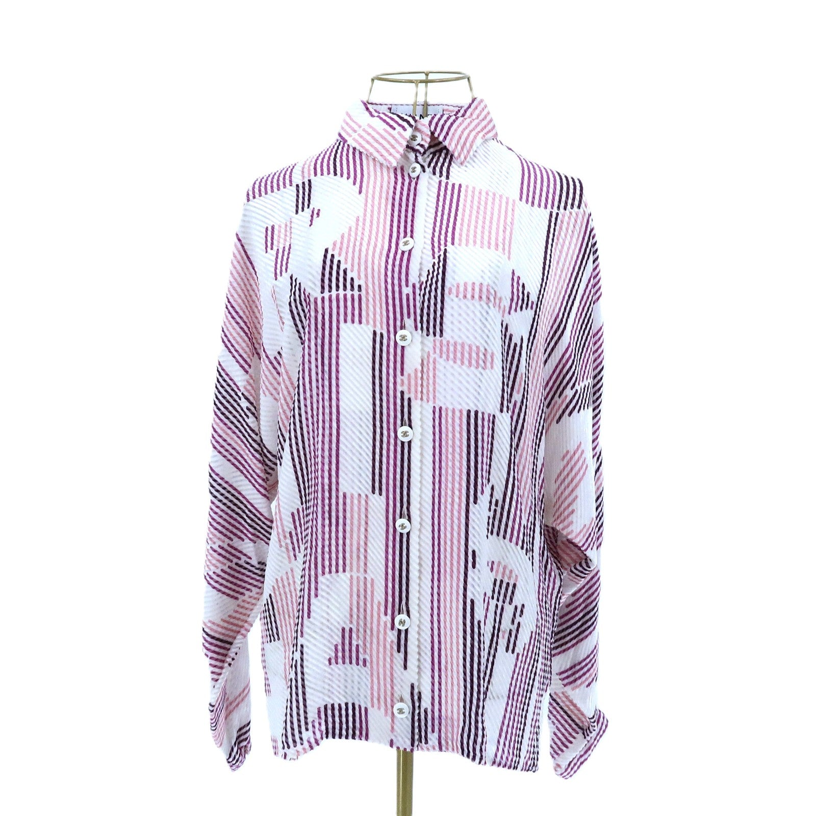 CHANEL Viscose/Silk Striped Blouse上衣