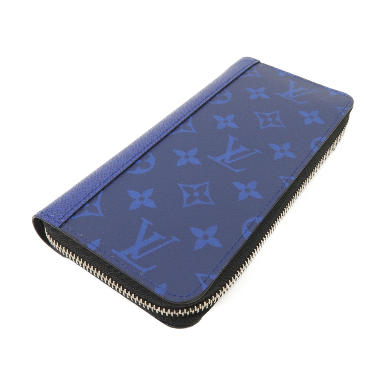 LOUIS VUITTON Taigarama Zippy Wallet Vertical銀扣長錢包藍色