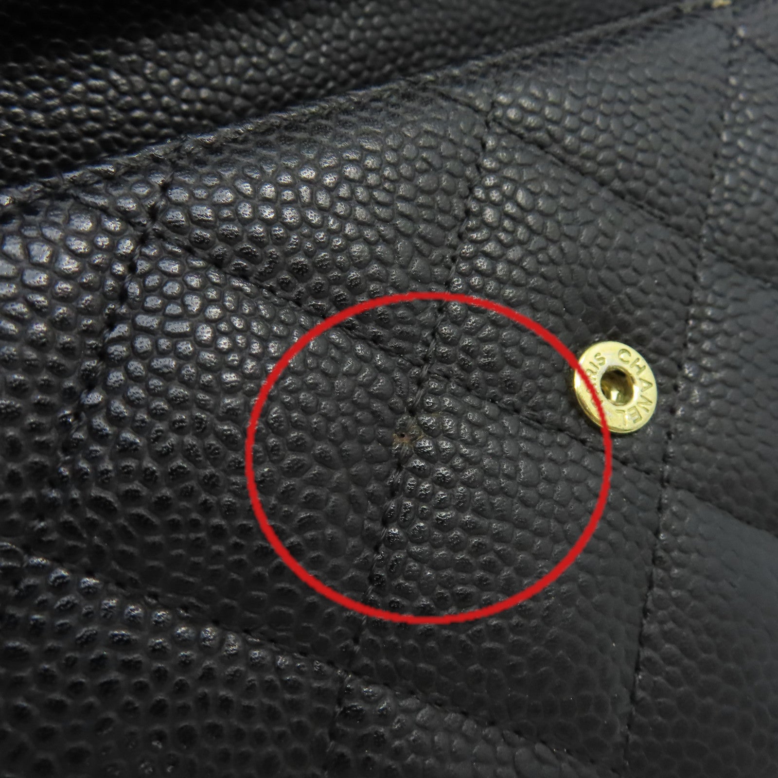 CHANEL 菱格Caviar皮革Long Wallet金扣長錢包黑色