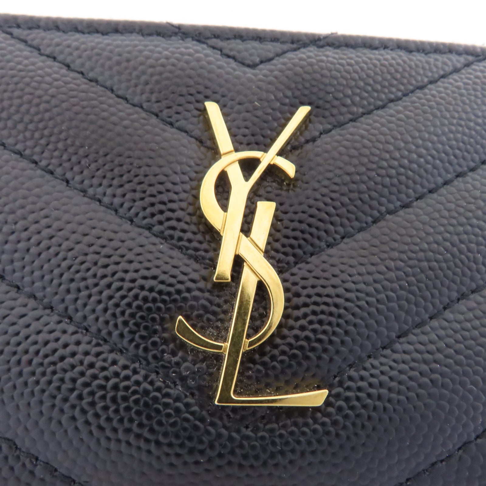 SAINT LAURENT 牛皮皮革Card Case金扣卡片套黑色